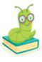 Bookworm illustration on white background