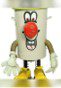 Quirky cup mascot with yellow shoes