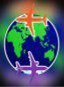 Colorful world map with airplanes