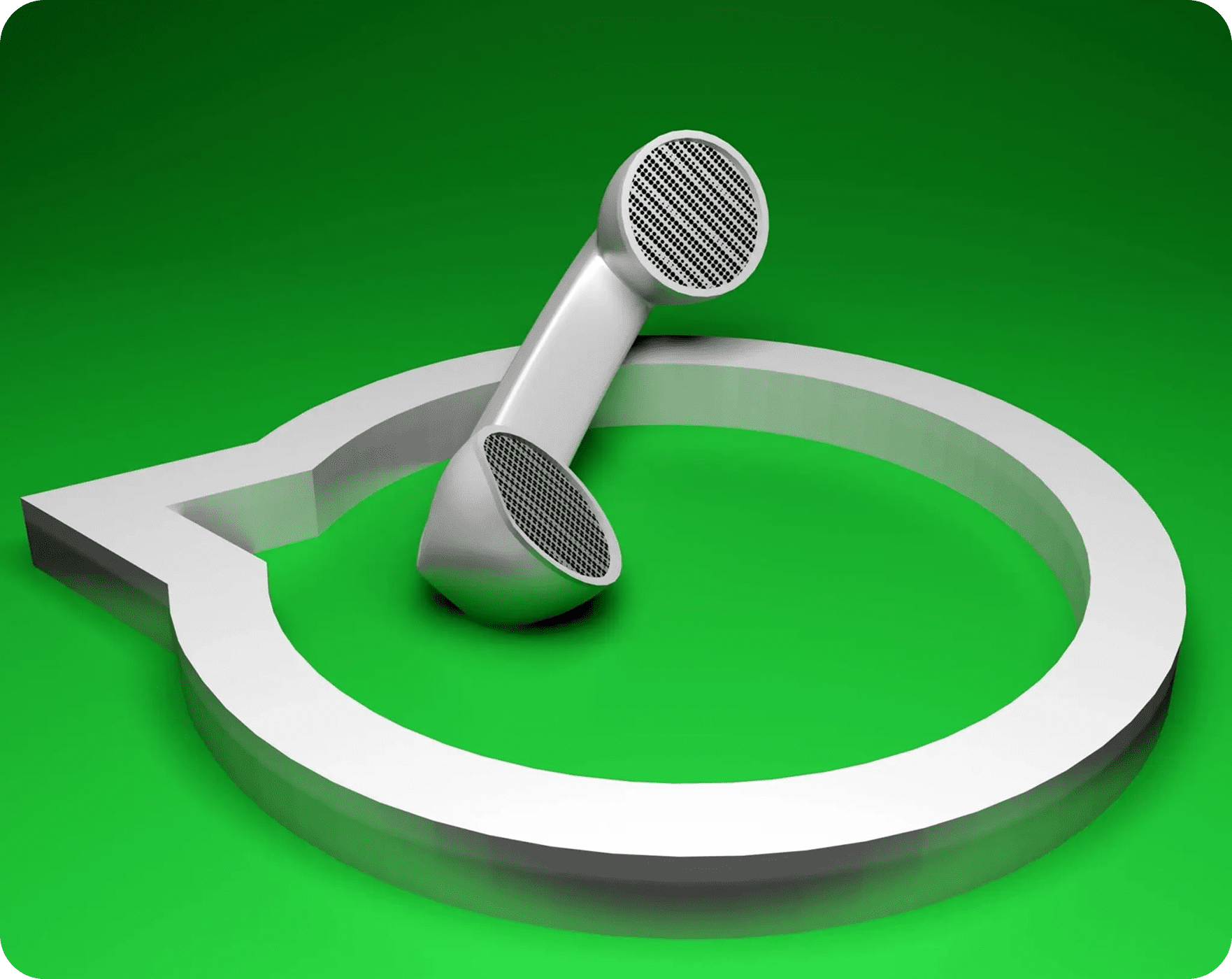 Silver phone icon on green